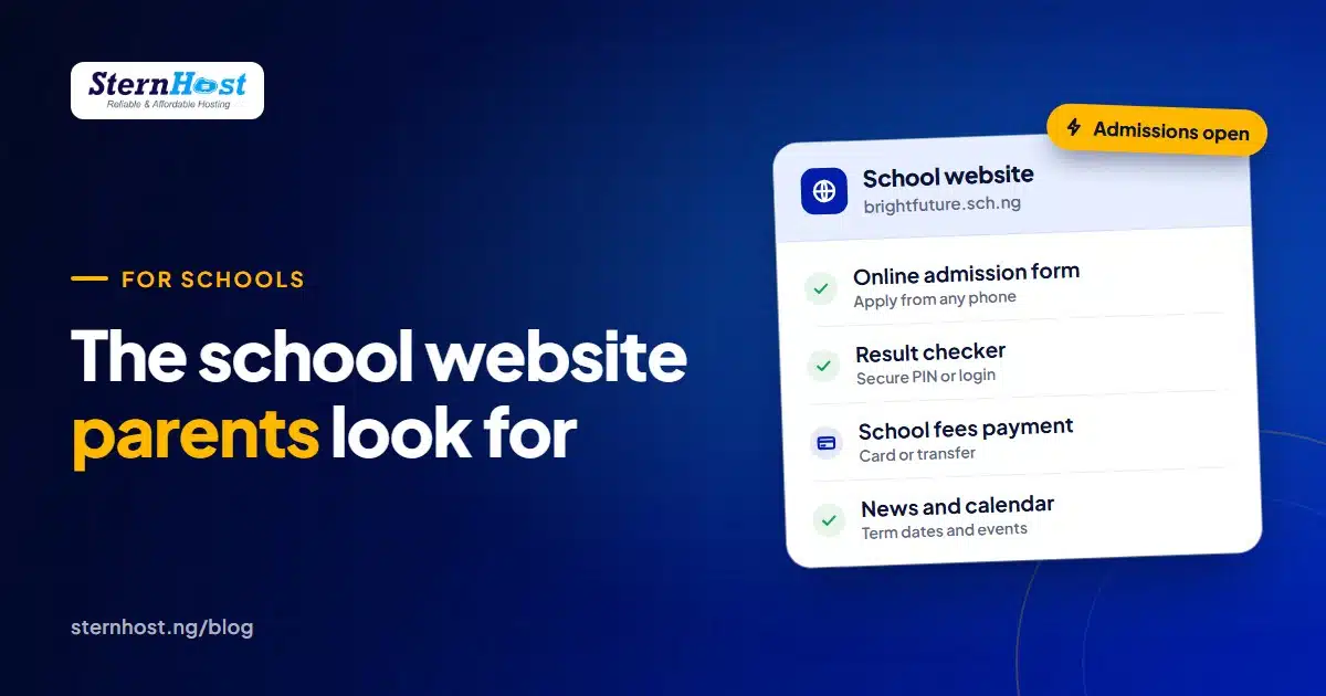 Nigerian school website features including online admissions, result checker and school fees payment