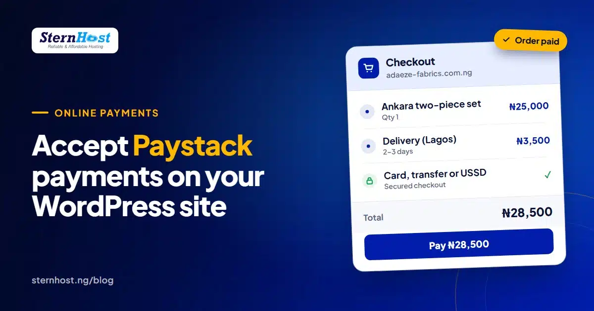 Paystack WooCommerce checkout on a Nigerian online store showing an order paid in naira